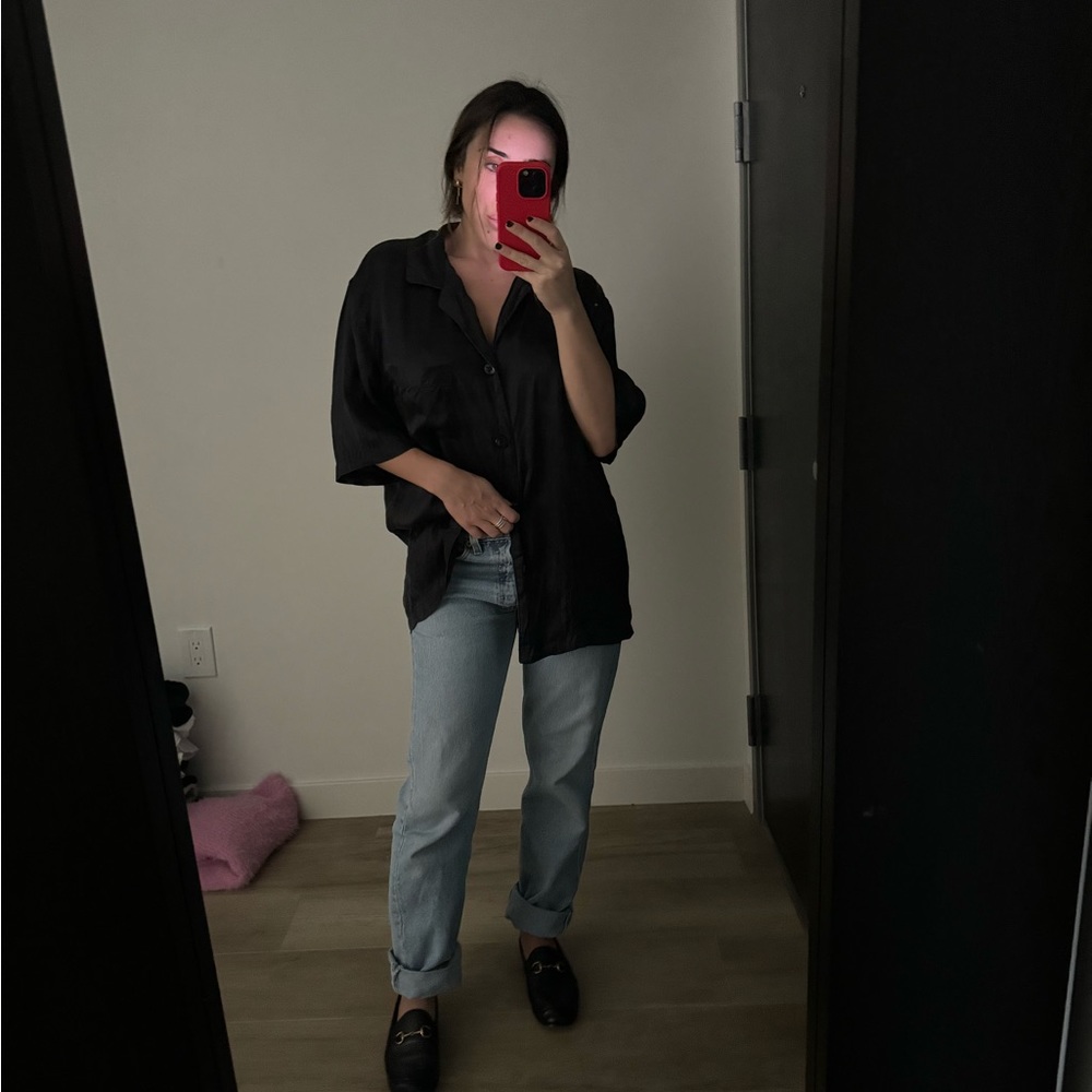 100p mulberry silk button down